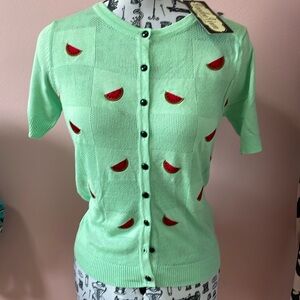 Voodoo Vixen mint green watermelon cardigan top new